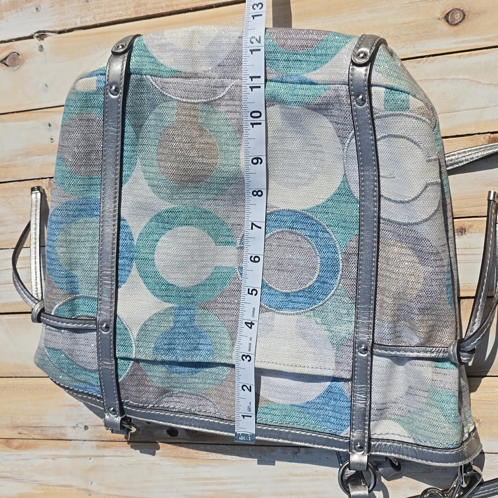Coach Audrey Metallic Graphic Op Art Cinched Tote 19573 Shoulder Handbag Purse - Picture 11 of 14